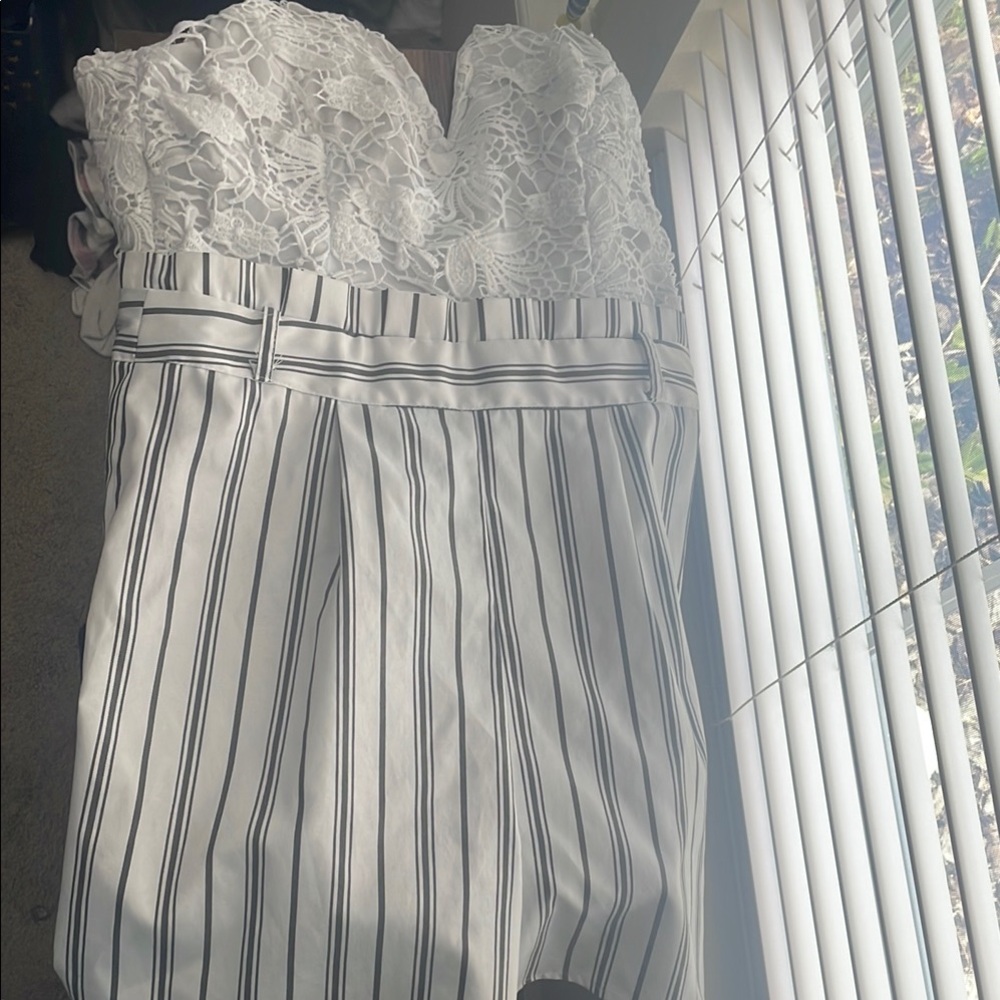 Striped White and Black Jumpsuit